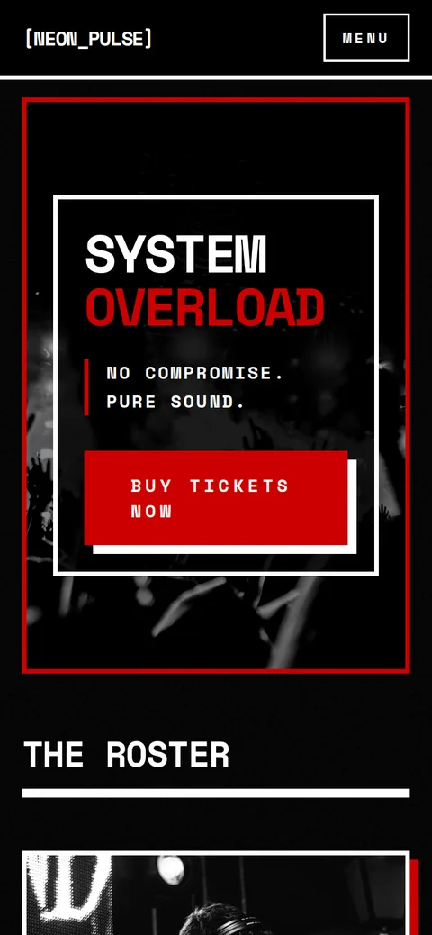 Neon Pulse concert template on a phone