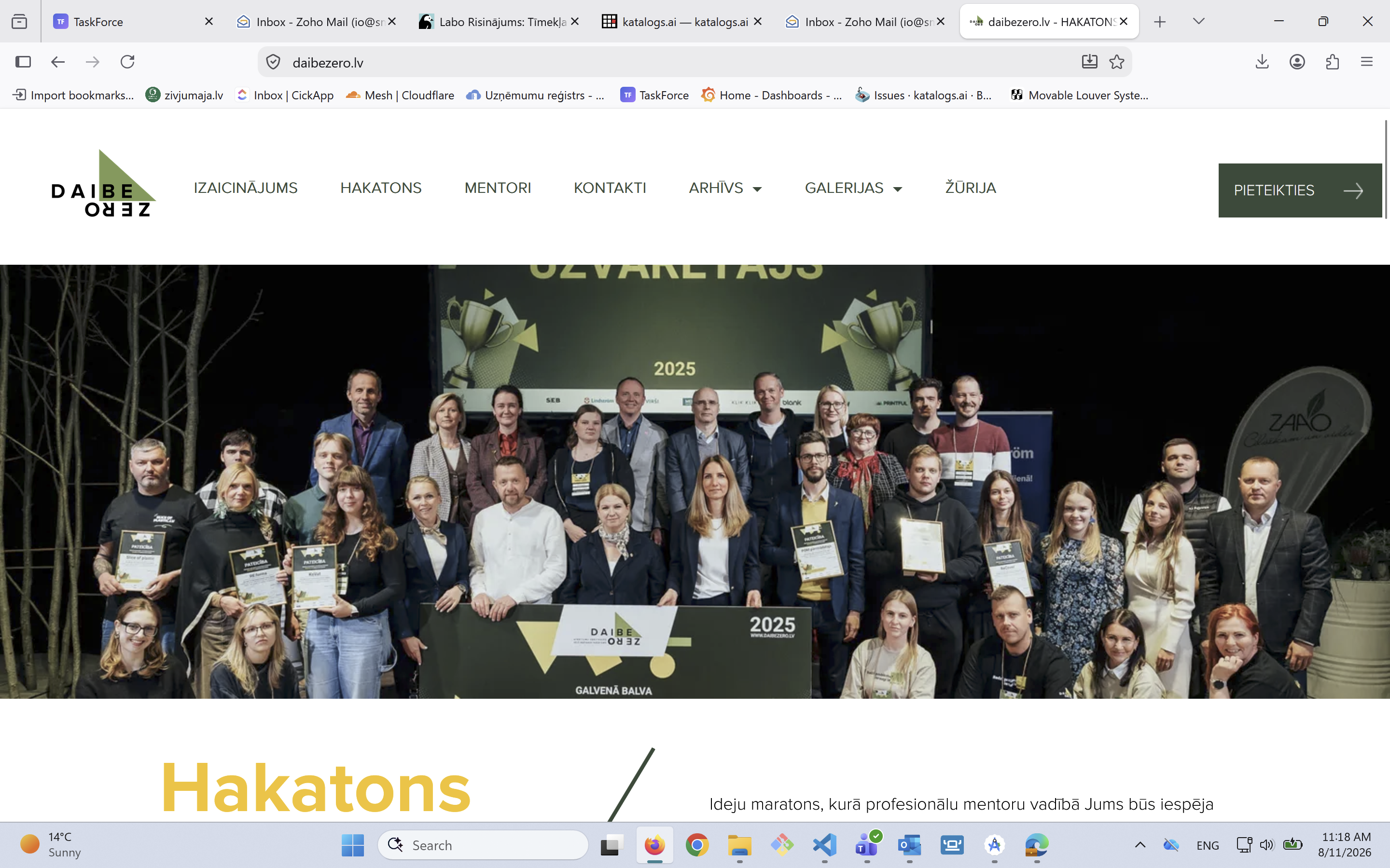 DaibeZero hackathon website desktop view